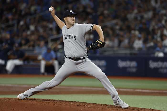 New York Yankees SP Jameson Taillon pitching in Tampa Bay