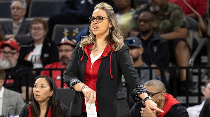 Las Vegas Aces coach Becky Hammon on sidelines