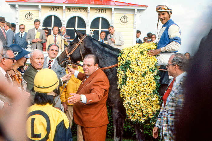 Campo (center), Evans (sharing the reins, in olive) and Velásquez (atop Pleasant Colony at the Preakness) each offered a tabloid-teasing backstory.