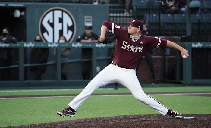 Mississippi State's Christian MacLeod was picked as the SEC Pitcher of the Week after his strong showing this past Friday at South Carolina. (File photo courtesy of Mississippi State athletics)