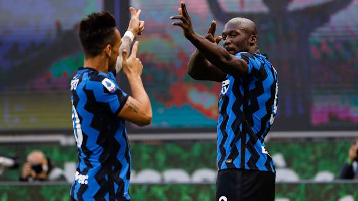 Inter Milan's Lautaro Martínez and Romelu Lukaku