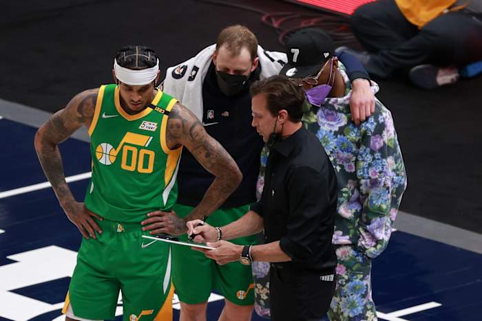 Head Coach Quin Snyder, Jordan Clarkson (00), and Joe Ingles (2) are three of the four finalists for NBA Postseason awards