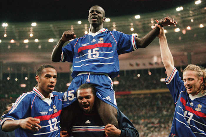Lilian Thuram (15) helped France win the 1998 World Cup