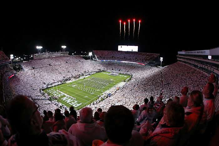 Penn State's Beaver Stadium gets ready for the Nittany Lions' annual White Out football game.