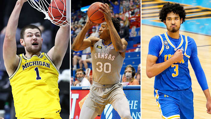 Hunter Dickinson, Ochai Agbaji and Johnny Juzang