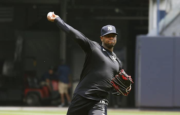 Yankees SP Luis Severino playing catch