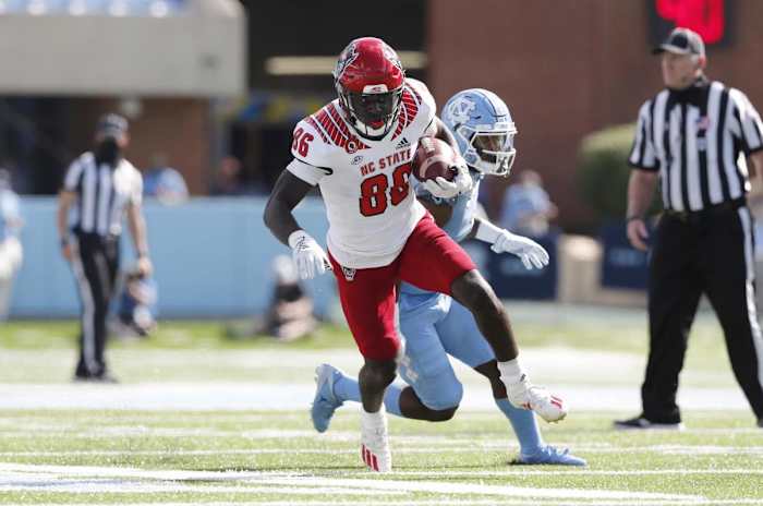 Emeka Emezie is a big-bodied wide receiver that can win with physicality and contested catches.