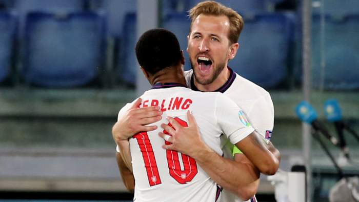 England's Raheem Sterling and Harry Kane