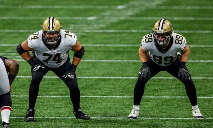 New Orleans Saints offensive lineman James Hurst (74). Credit: USA TODAY