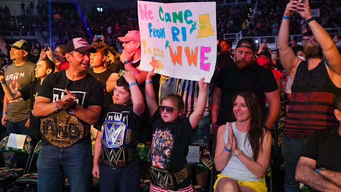 Fans in the crowd at WWE's Money in the Bank