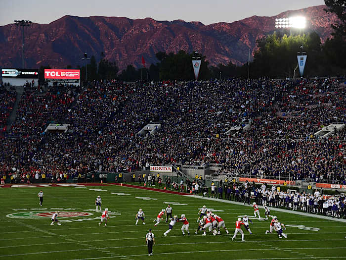 View of the Mountains in the background of the Rose Bowl