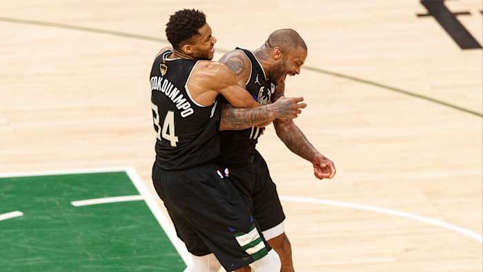 Antetokounmpo seemed as happy as can be Tuesday night.