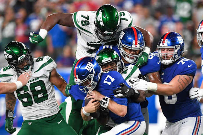 Jets defensive end Bryce Huff sack