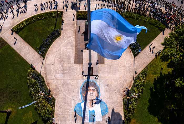 Flags flew half-mast for El Pibe in Buenos Aires.