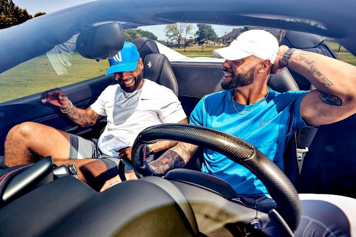 Dak Prescott in his car with brother Tad
