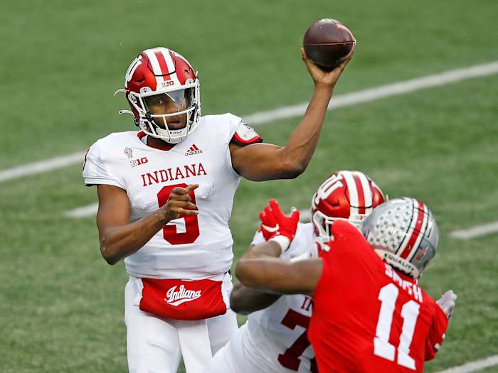 Indiana QB Michael Penix Jr throws vs. Ohio State