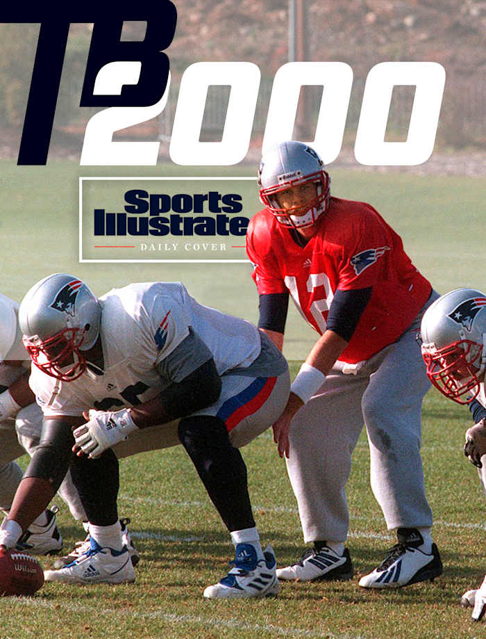 Tom Brady takes a snap during a practice during his rookie season in 2000