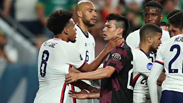 Weston McKennie and Chucky Lozano in the USA-Mexico Concacaf Nations League final