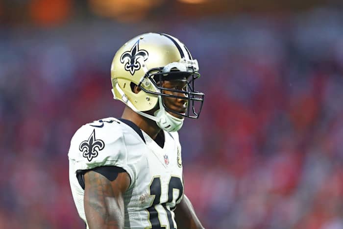 New Orleans Saints wide receiver Brandin Cooks (10) against the Arizona Cardinals at University of Phoenix Stadium. The Saints defeated the Cardinals 48-41.