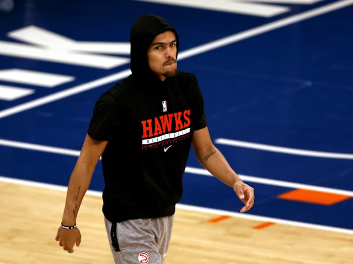 Trae Young during warmups at Madison Square Garden.