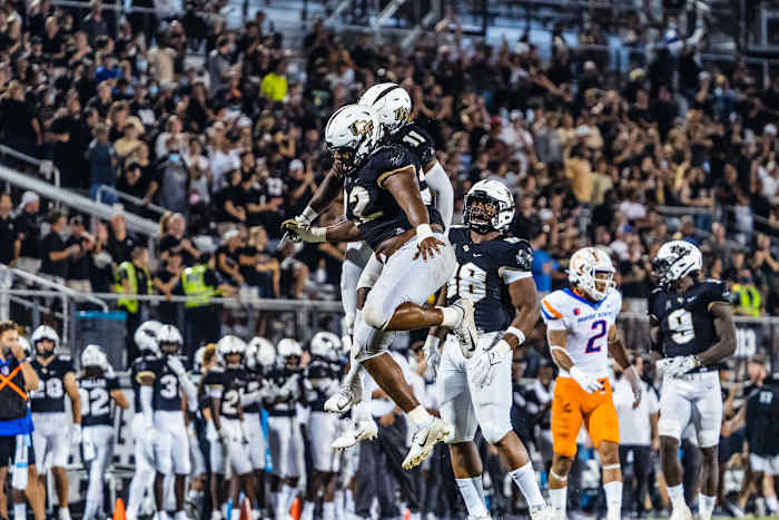 Kalia Davis and Jeremiah Jean-Baptiste celebrate