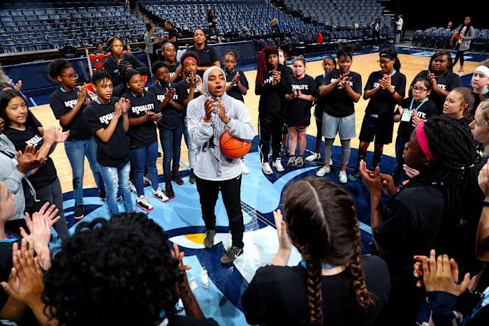 At a Title IX summit in 2018, Abdul-Qaadir addressed young girls of all ages.