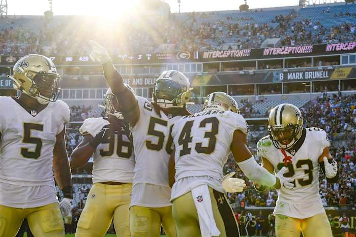 Saints Defense Celebrates