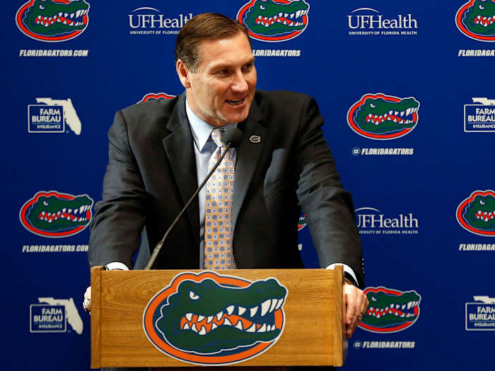 Dan Mullen speaks at his introductory press conference at Florida