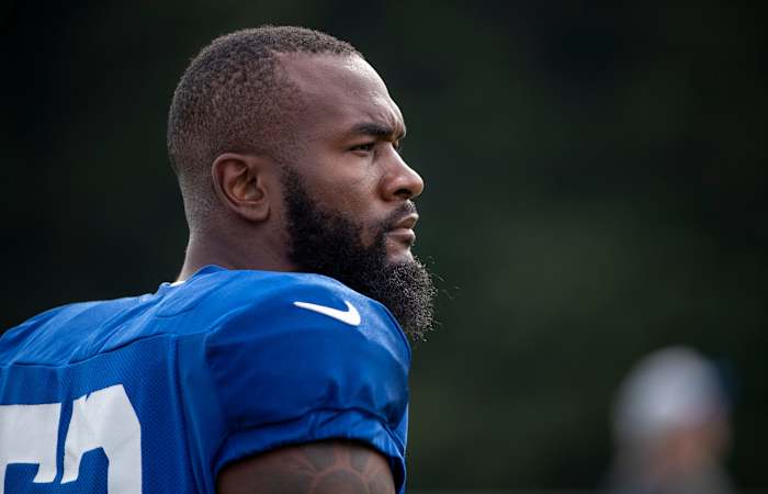 Indianapolis Colts outside linebacker Darius Leonard (53) during the day's Colts camp practice at Grand Park in Westfield on Wednesday, Aug. 18, 2021. Colts Camp