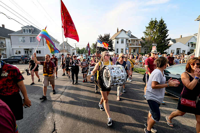 On match days, DCFC’s Northern Guard marches half a mile through Hamtramck to Keyworth Stadium.