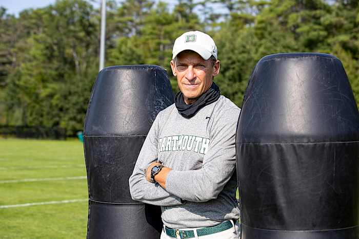 Teevens, at Dartmouth, is going heavy on the pads.