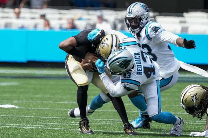 Jameis Winston was sacked twice in the first half