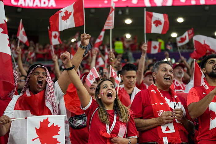 Fans of Canada pictured at the 2022 FIFA Men's World Cup in Qatar