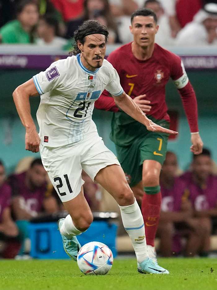 Uruguay’s Edinson Cavani and Portugal’s Cristiano Ronaldo