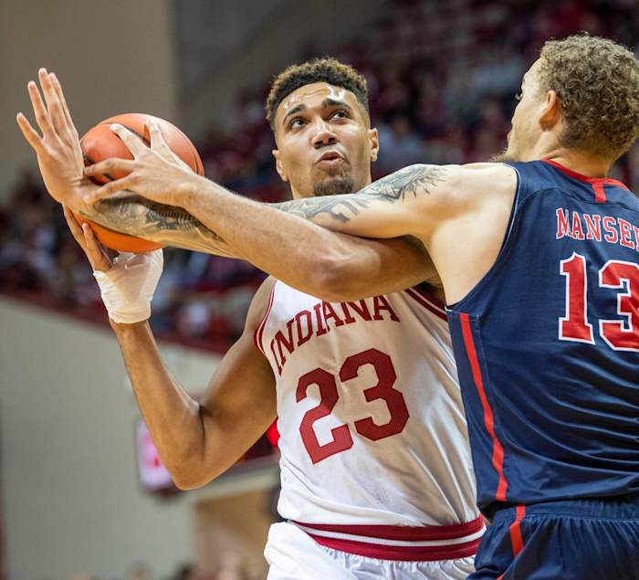 Trayce Jackson-Davis battles his way to the basket against Jackson State last Friday. (USA TODAY Sports)