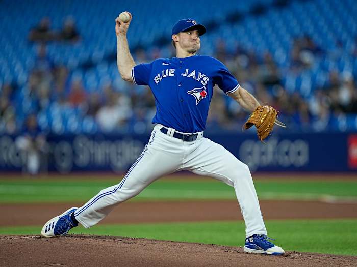Toronto Blue Jays starter Ross Stripling throws a pitch. (2022)
