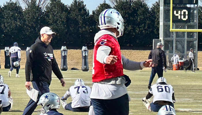 Dak Prescott and Cowboys practice