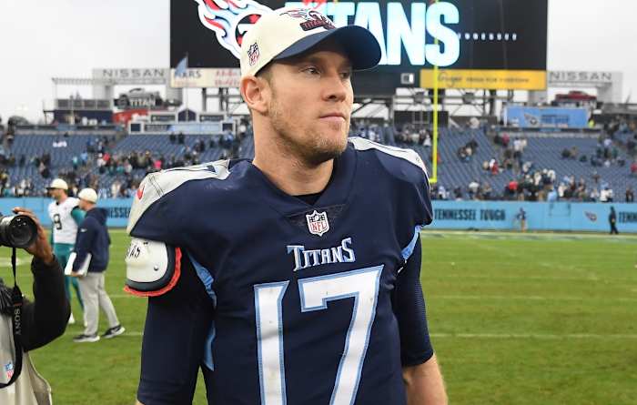 Tennessee Titans quarterback Ryan Tannehill (17) after a loss against the Jacksonville Jaguars at Nissan Stadium.