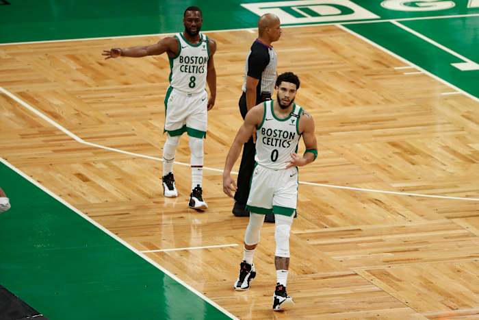 Boston Celtics forward Jayson Tatum, free agent guard Kemba Walker