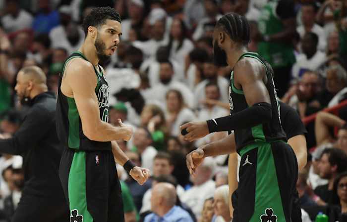 Boston Celtics forward Jayson Tatum, guard Jaylen Brown