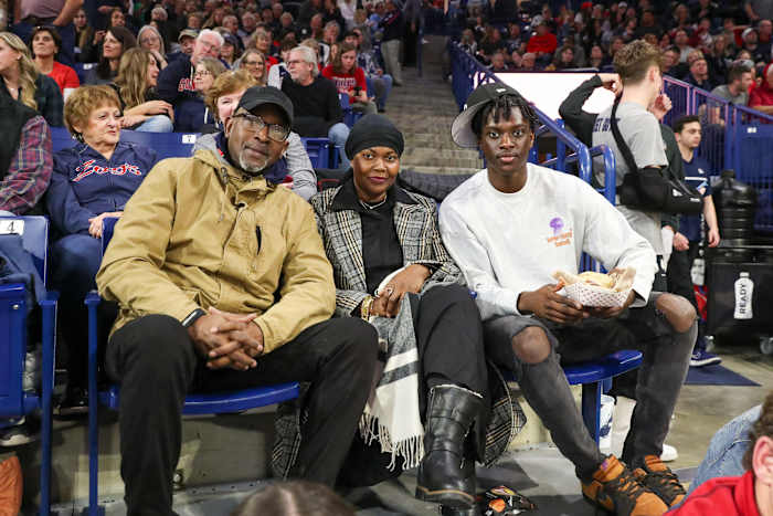 Zoom Diallo with his parents at the McCarthey Athletic Center for Gonzaga vs. Portland.