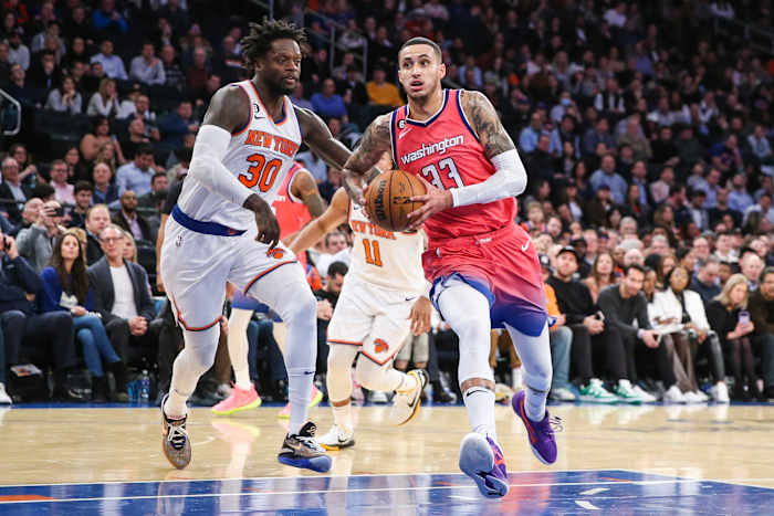 Washington Wizards forward Kyle Kuzma (33) drives against the New York Knicks.