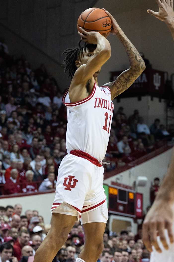 Indiana Hoosiers guard CJ Gunn (11) shoots the ball versus Michigan State on Sunday.