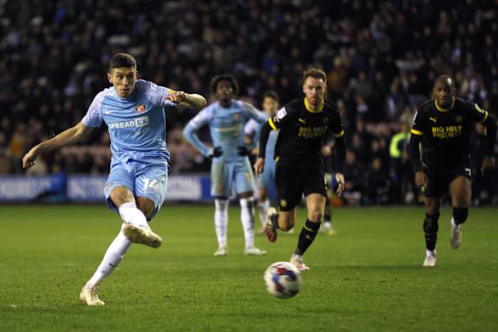 Stewart slots the ball home from the spot. 