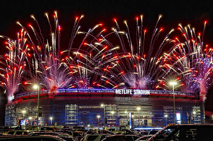 A photo of fireworks over MetLife Stadium in 2012