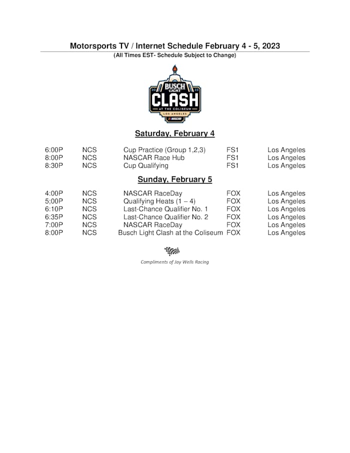 23Motorsports-TV-Schedule-February-4-5-SCHEDULE