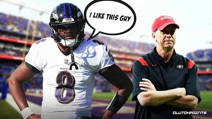 Baltimore Ravens quarterback Lamar Jackson (left) and offensive coordinator Todd Monken (right).