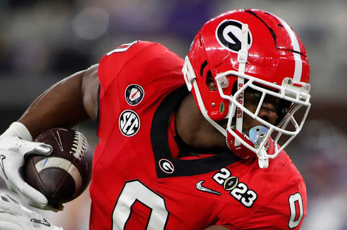 Georgia tight end Darnell Washington (0) makes a catch during the second half of the NCAA College Football National Championship game between TCU and Georgia on Monday, Jan. 9, 2023, in Inglewood, Calif. News Joshua L Jones