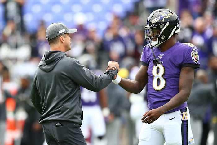 The Ravens have the outright lead in the AFC, but John Harbaugh isn't interested in any No. 1 seed talk.