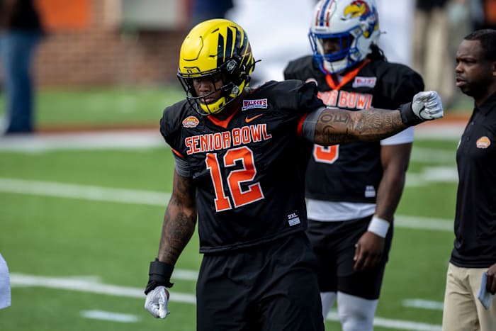 Oregon Ducks outside linebacker DJ Johnson at the Reese's Senior Bowl in Mobile, Alabama.